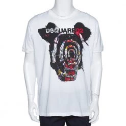 Cheap Dsquared2 Store 26 Dsquared2 White Psychedelic Print Cotton Jersey T- Shirt XL For Men