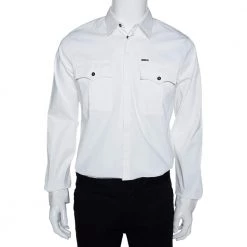 Cheap Dsquared2 Store 24 Dsquared2 White Stretch Cotton Pocket Detail Long Sleeve Shirt L For Men