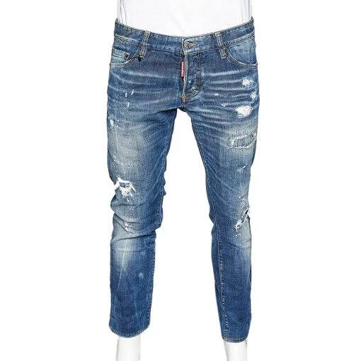 Dsquared2 Navy Blue Denim Patch Detail Distressed Slim Jeans L For Men 2 Dsquared2 Navy Blue Denim Patch Detail Distressed Slim Jeans L For Men -Cheap Dsquared2 Store luxury men dsquared2 used clothes p504866 003
