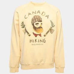 Cheap Dsquared2 Store 14 Dsquared2 Yellow Lumberjack Printed Cotton Crewneck Sweatshirt L For Men