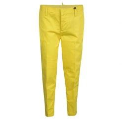 Cheap Dsquared2 Store 12 Dsquared2 Yellow Stretch Cotton Cropped Trousers M For Women