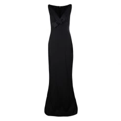 Cheap Dsquared2 Store 37 Dsquared2 Black Wool Bow Detail Sleeveless High Low Maxi Dress M For Women