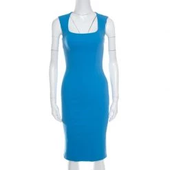 Cheap Dsquared2 Store 31 DSquared2 Powder Blue Wool Fitted Sleeveless Sheath Dress S For Women