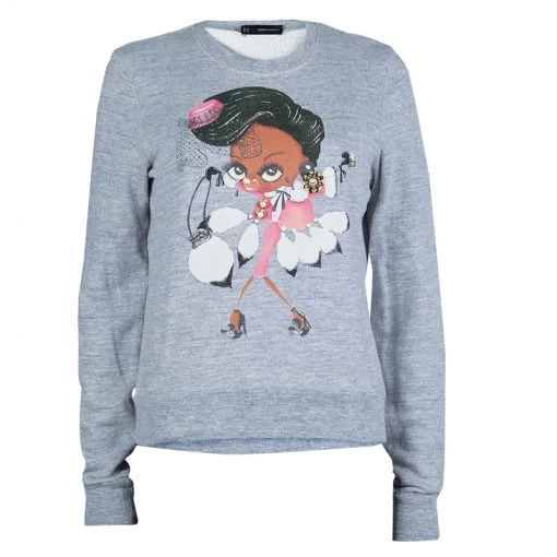 Dsquared2 Grey Graphic Printed Embellished Sweatshirt M For Women 4 Dsquared2 Grey Graphic Printed Embellished Sweatshirt M For Women -Cheap Dsquared2 Store luxury women dsquared2 used clothes p61859 001