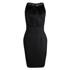 Cheap Dsquared2 Store 35 DSquared2 Black Silk Feather Detail Embellished Sleeveless Dress S For Women